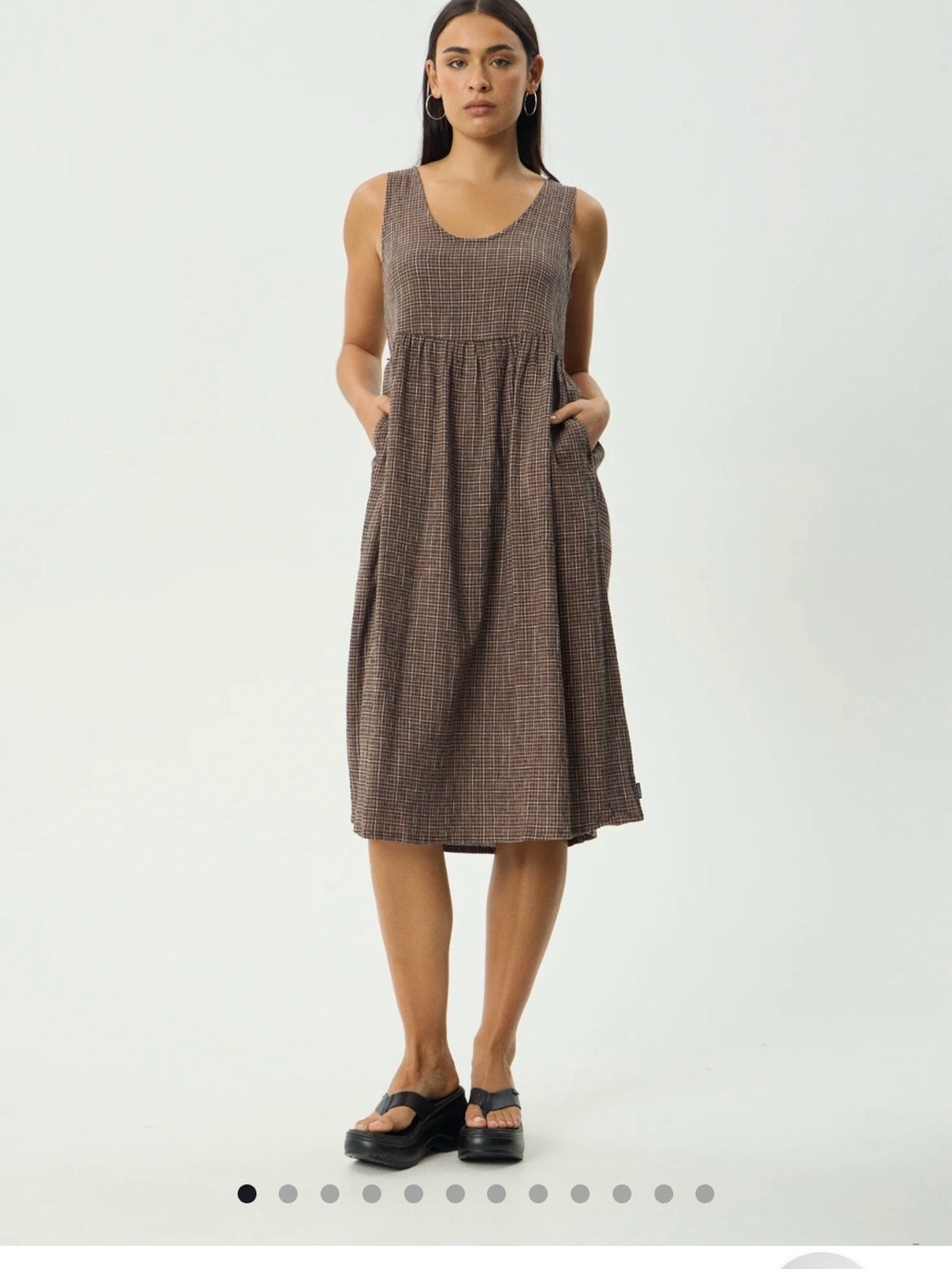 Afends Women’s Dusk Seersucker Midi Check Dress - in black